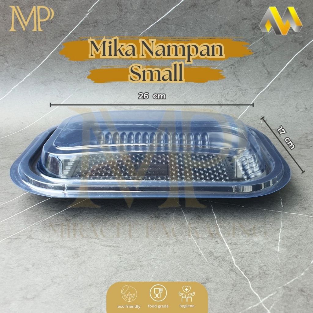 Mika Nampan Plastik Kecil S MKP / Tray Nampan Plastik / Nampan Snack Kue Basah Roti 10 pcs + tutup