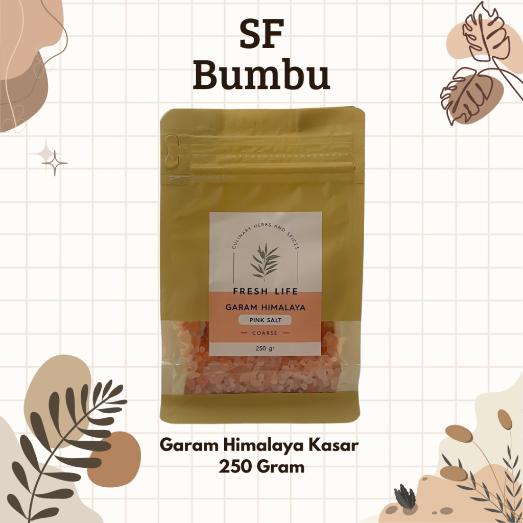 

Fresh Life Garam Himalaya Pink Salt Kasar 250 Gram Kemasan Pouch/Refill Bumbu Rempah Indonesia Alami