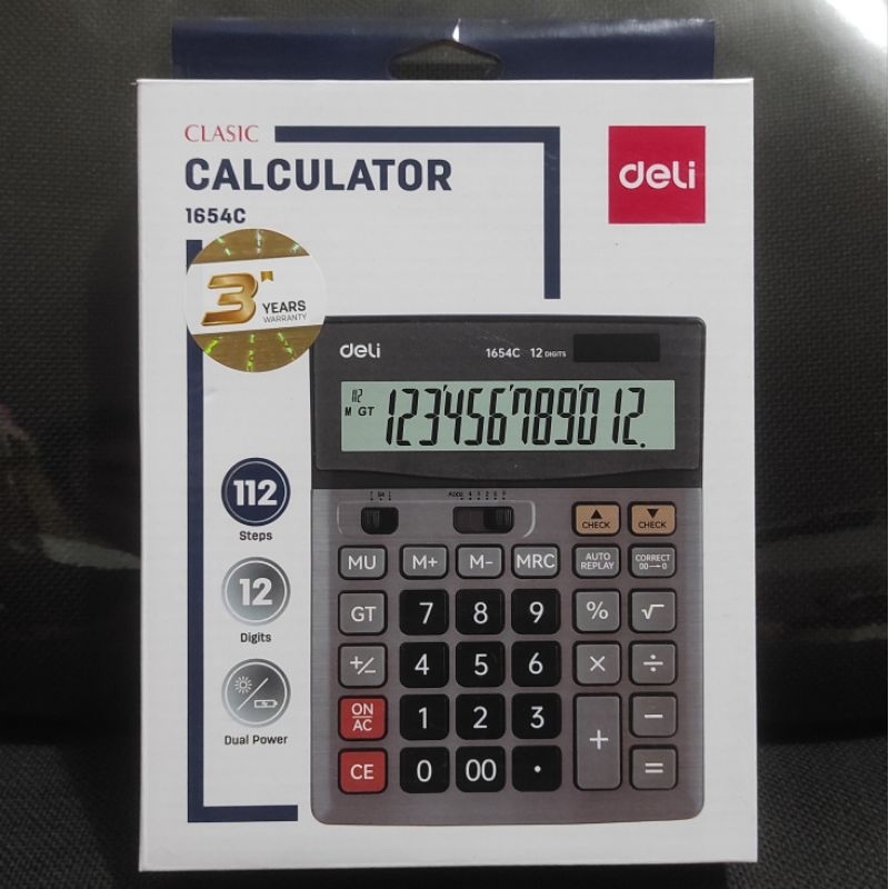 

Kalkulator Besar 12 Digit Cek Ulang Metal Baterai AA A2 Deli E1654C