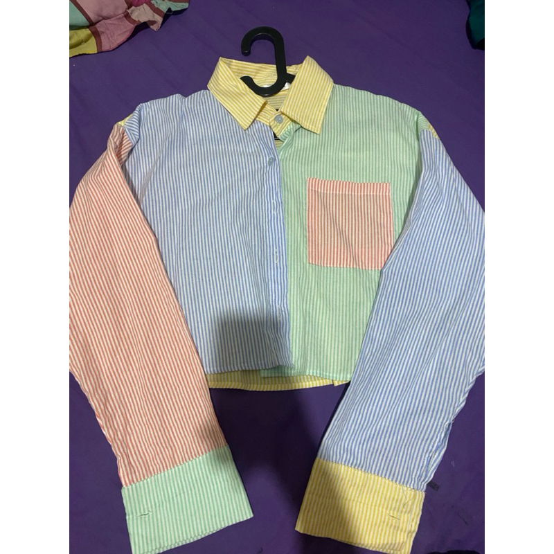 Kemeja Crop Full Color Lucu
