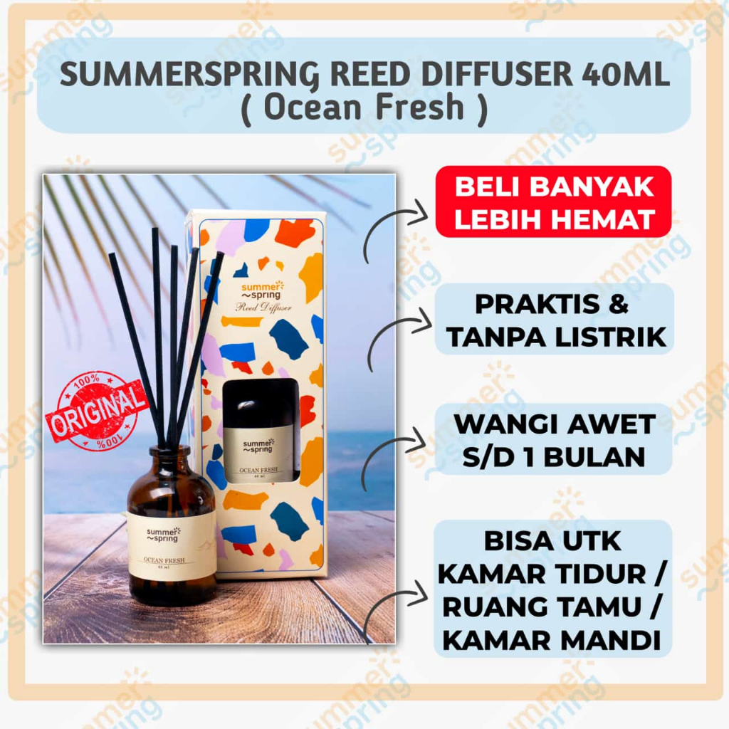 Pewangi Ruangan Kamar Hotel Spa Restoran Otomatis Summerspring Ocean Fresh Wangi Aromaterapi 40 ml