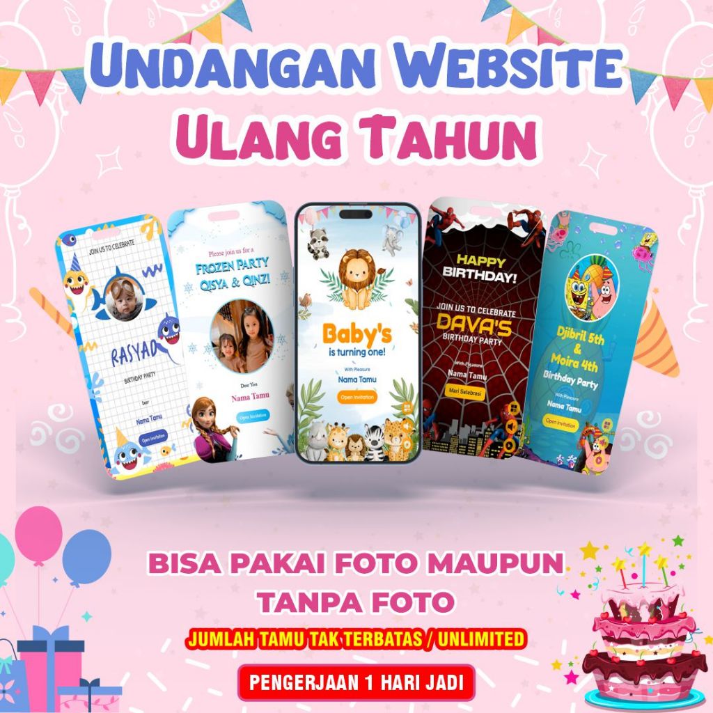 Undangan Ulang Tahun Anak Digital Website Tema Karakter Perempuan | Undangan Ultah Anak Digital Bisa