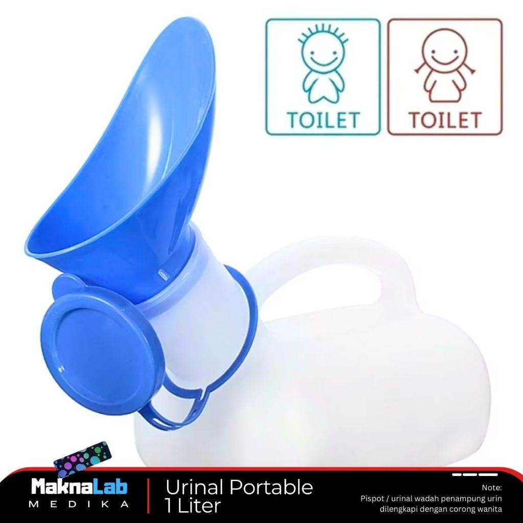 Urinal Pispot Dewasa Laki Laki + Corong Wanita Dengan Tutup Wadah Tempat Kencing Urine Tempat Urin