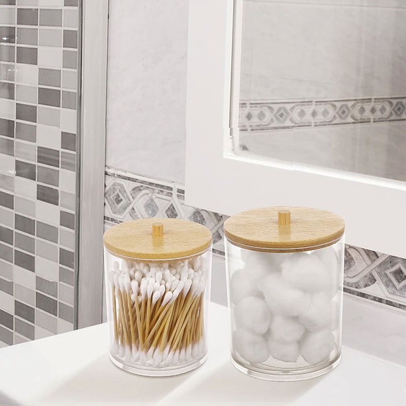 Luckyfox Tempat Kapas Cotton Bud Plastik Make Up Organizer  Transparent