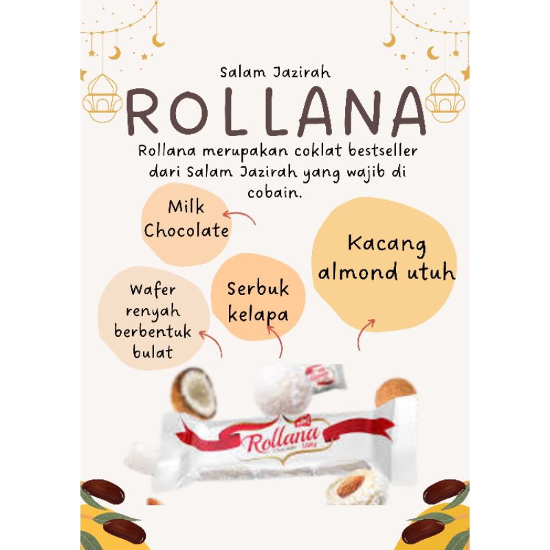 

XMASTER ROLLANA CHOCOLATE ALMOND ROLLANACHOCOLATE ROLLANA MILK CHOCO PEANUT BUTTER ORIGINAL BEST