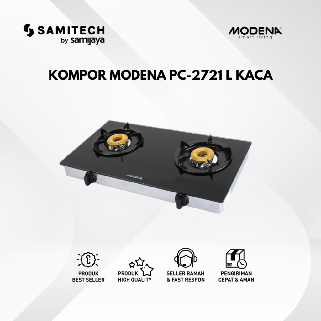 KOMPOR 2 TUNGKU MODENA PC-2721 PC 2721 L KACA