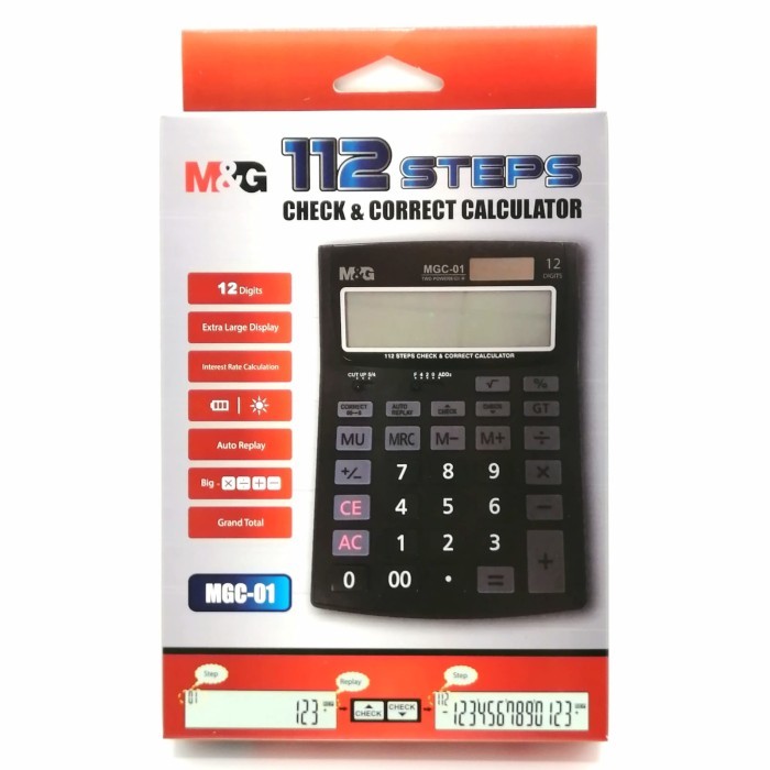 

Kalkulator M&G 112 Steps 12 Digits Check & Correct Calculator ADG9875911 Original