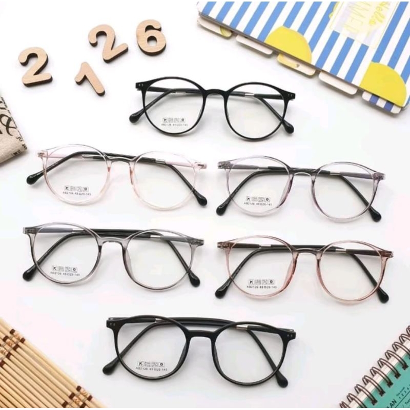 Frame kacamata photocromic 2126 bulat bahan lentur cowok & cewek terbaru |Kacamata minus photocromic