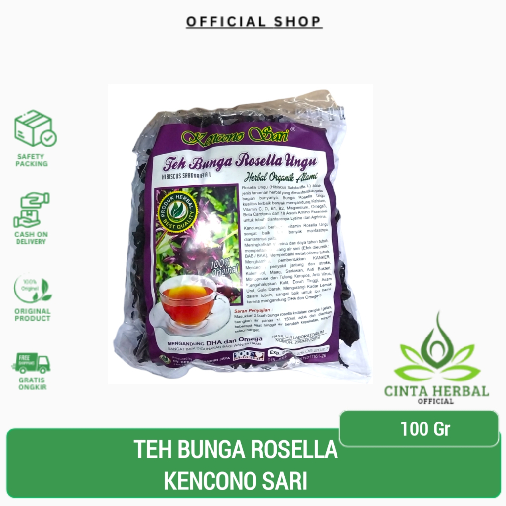 

Teh Bunga Rosella Ungu Kencono Sari 100 gr ORIGINAL | Teh Rosela