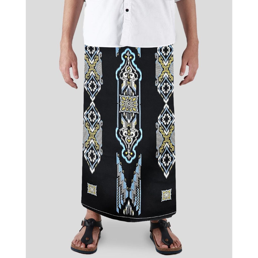 Sarung Mangga Gold Kembang DGW Hitam Kuning GKDGW42