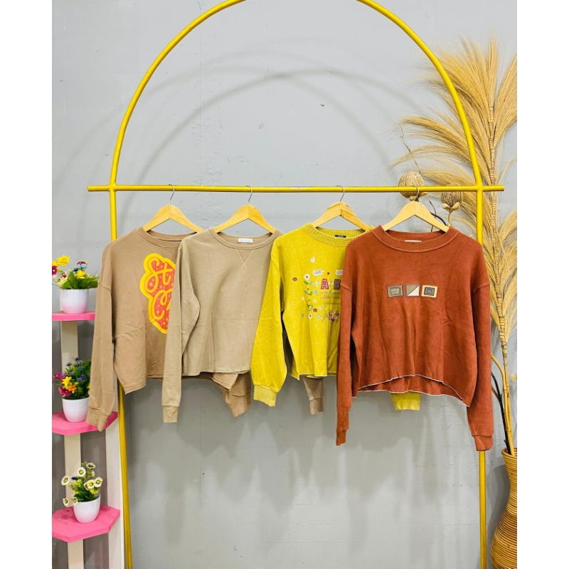 Thrift Cardigan, Sweater Rajut Croptop Premium, kaos crop pendek panjang