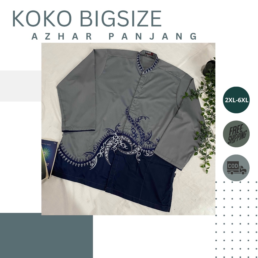 Baju Koko BIG SIZE Terbaru Lengan Panjang AZHAR PANJANG XXL XXXL XXXXL XXXXXL XXXXXXL - Baju Koko Uk