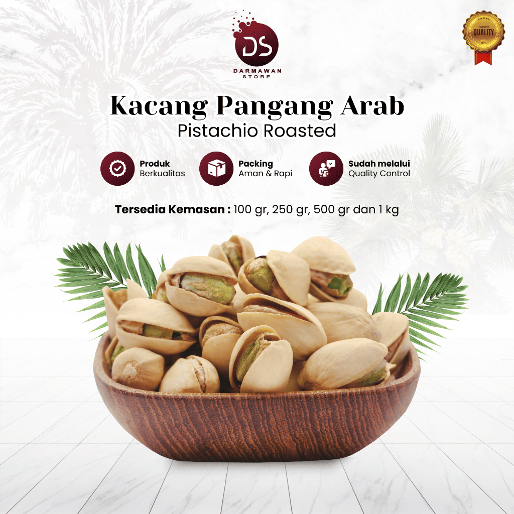 

Kacang Pangang Arab Pistachio Roasted Oleh Oleh Haji dan Umroh Kemasan Pouch