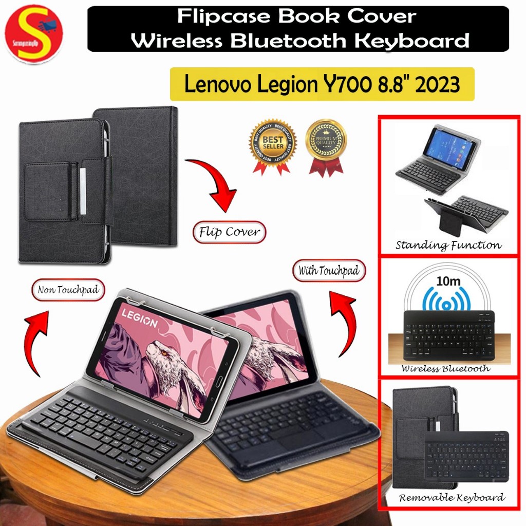 LENOVO Legion Y700 8.8" (2023) LENOVO Legion Y700 8.8" 2025 Flip Leather Softcase Removable Keyboard