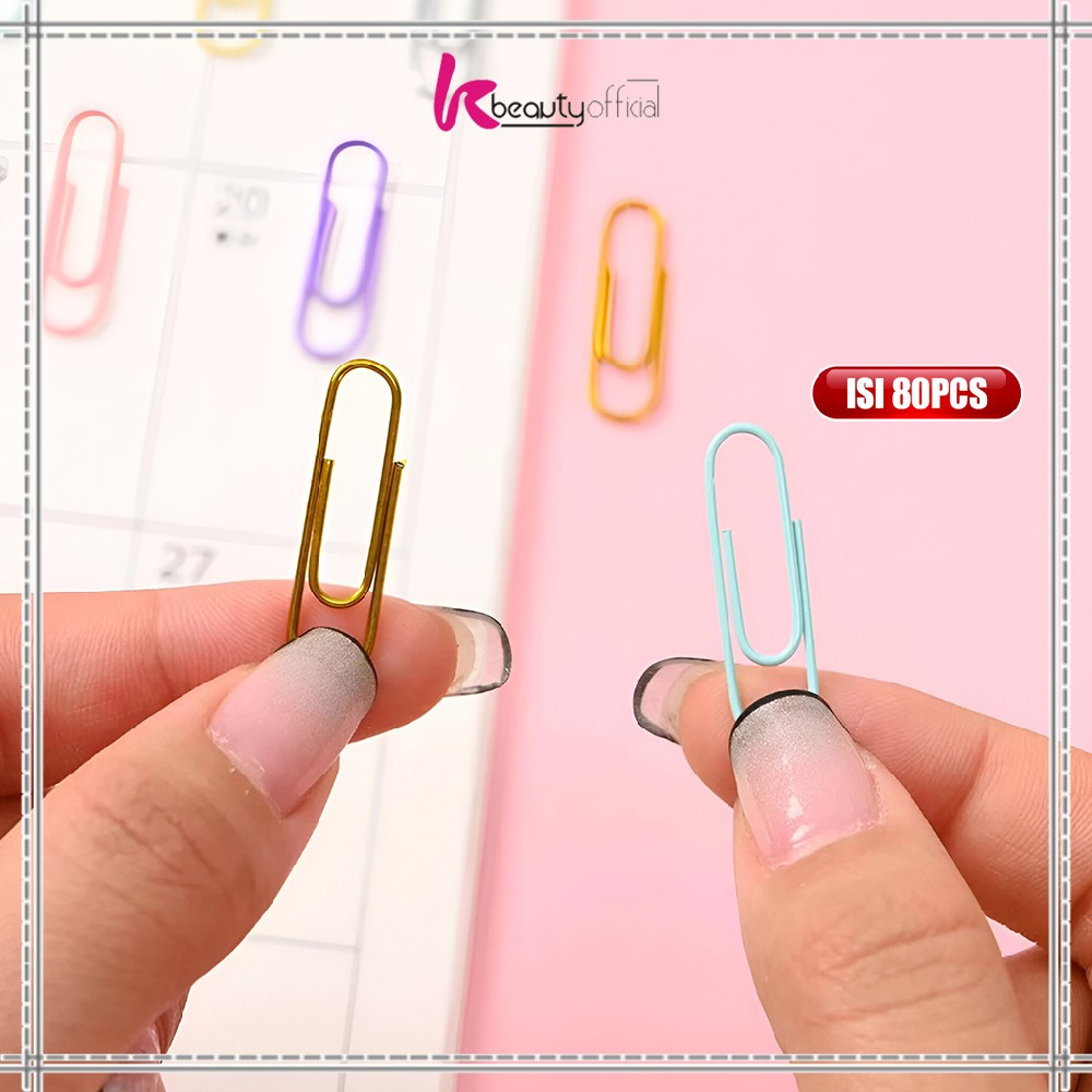 

KB-A109 Paper Clip Warna Metalic Isi 80pcs Klip Kertas Warna Macaron / Klip Penjepit Kertas Aesthetic / Clip Pack Jepitan Kertas Serbaguna