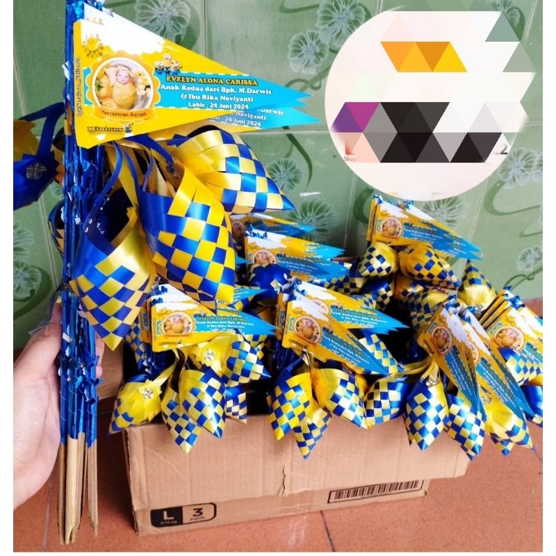 kembang telur aqiqah / bendera aqiqah /tasyakuran marhaban aqiqah / bambu aqiqah