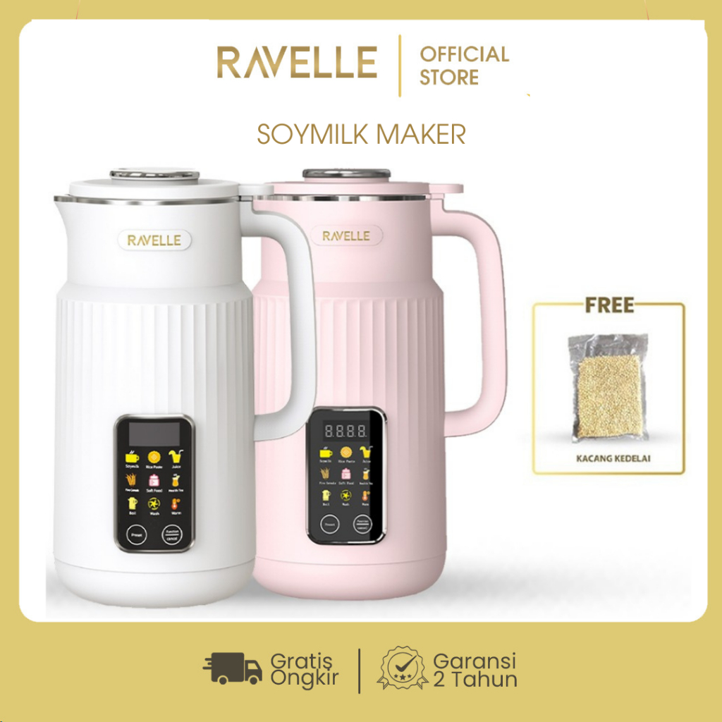 RAVELLE Digital Soymilk Maker 850ml 9 in 1 - Mesin Multifungsi Pembuat Susu Kacang Kedelai tanpa Dis