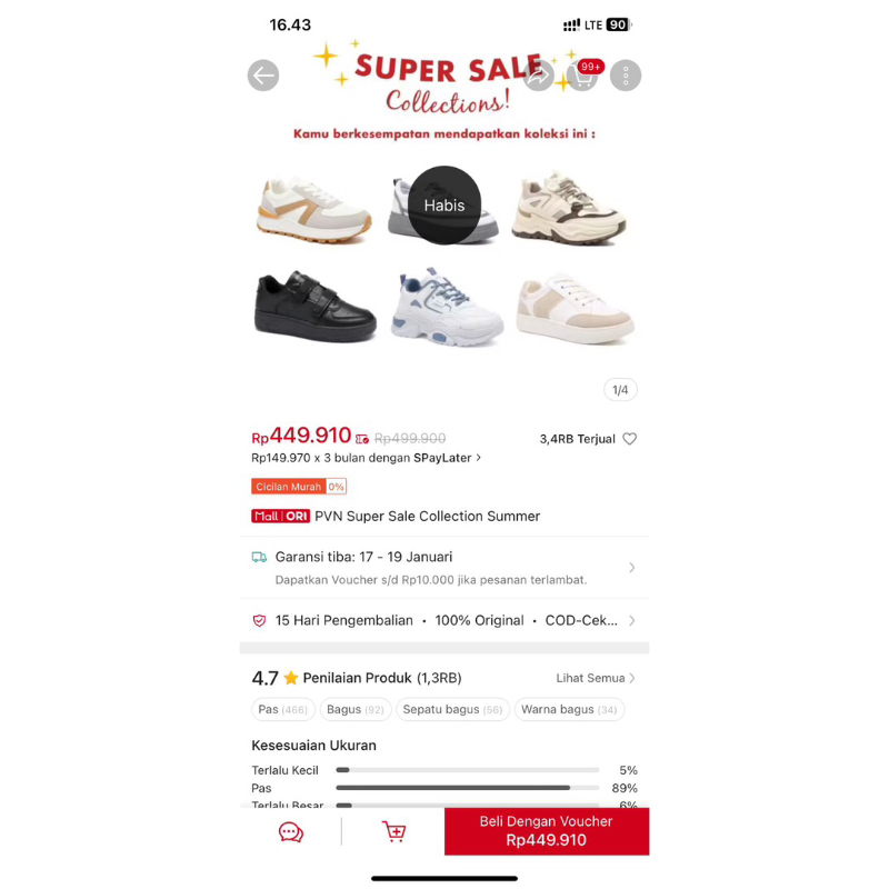 Sepatu Sekolah Hitam PVN - Sneakers Black PVn