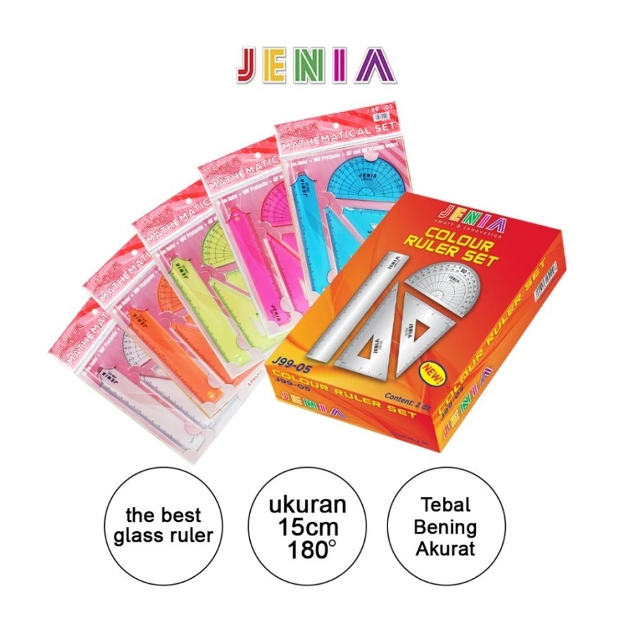 

1 BOX / 24 Set Penggaris Mathematical Set Jenia J99-05