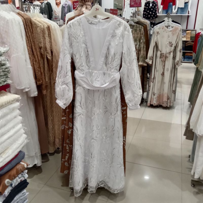 3H GAMIS PUTIH BRUKAT WANITA ORIGINAL