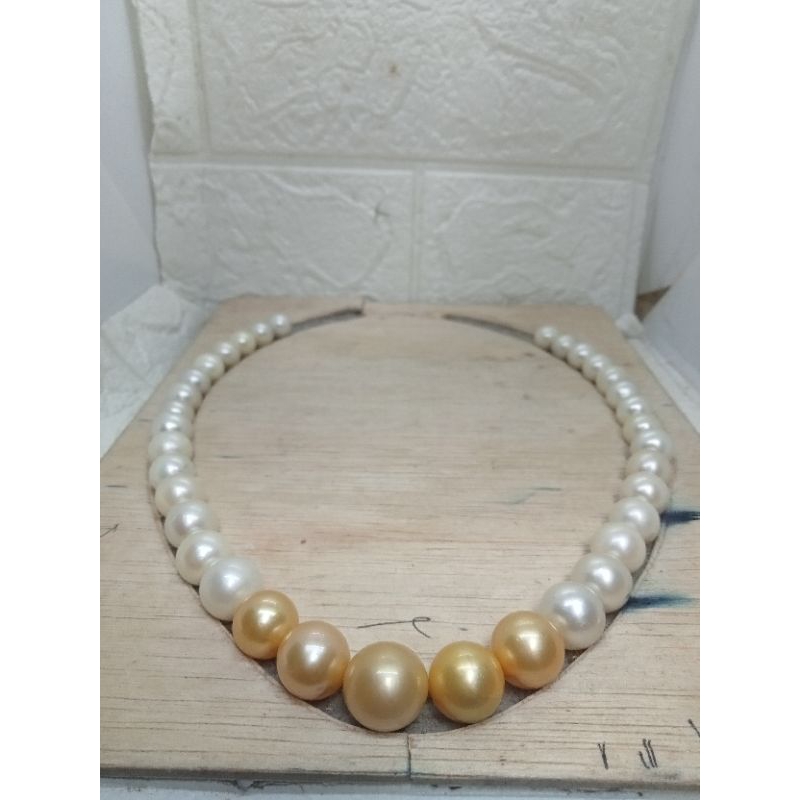 PROMO Kalung full mutiara air Laut white gold mix kalung mutiara grade A+ kalung mutiara mulus cling