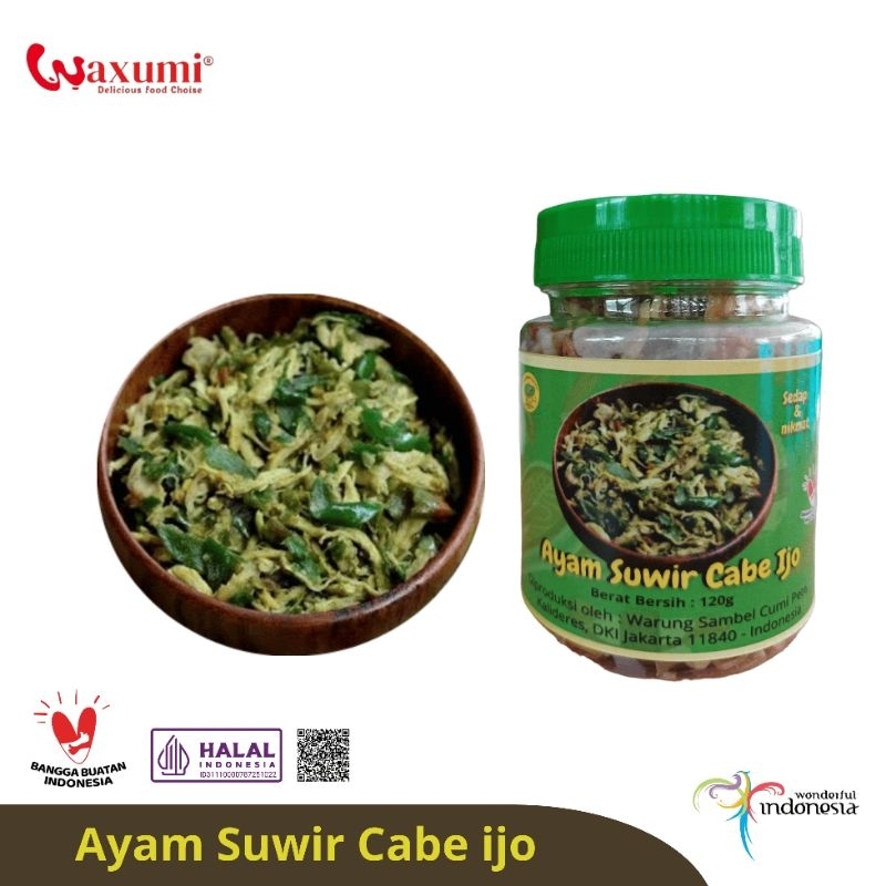 

Waxumi - Ayam Suwir Cabe Ijo Kemasan Botol 120 Gram