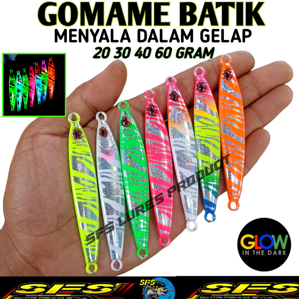 METAL JIG FULL GID GOMAME BATIK 40GRAM 30GRAM 20GRAM UMPAN PANCING MICRO JIG METAL JIG ASSIST HOOK J