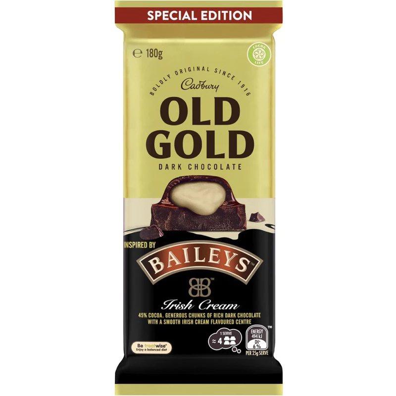 Cadbury x Baileys Old Gold Dark Chocolate Bar Baileys Irish Cream Cokelat Batang