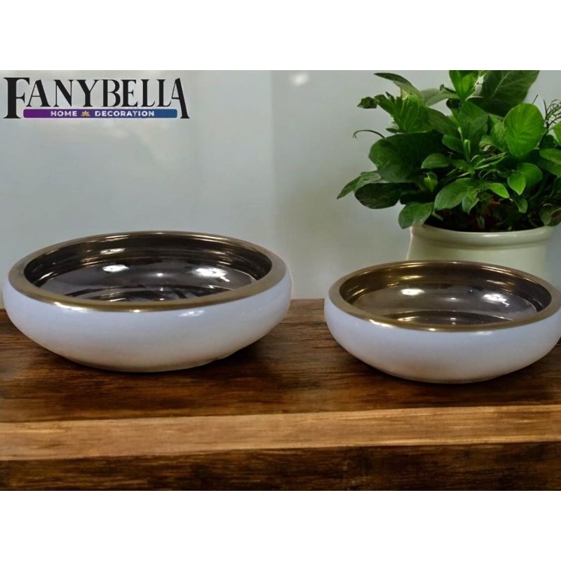 Pot Keramik Tanaman Vas bunga keramik Porselen Emas Gold Putih Emas Satu Set rumah Import