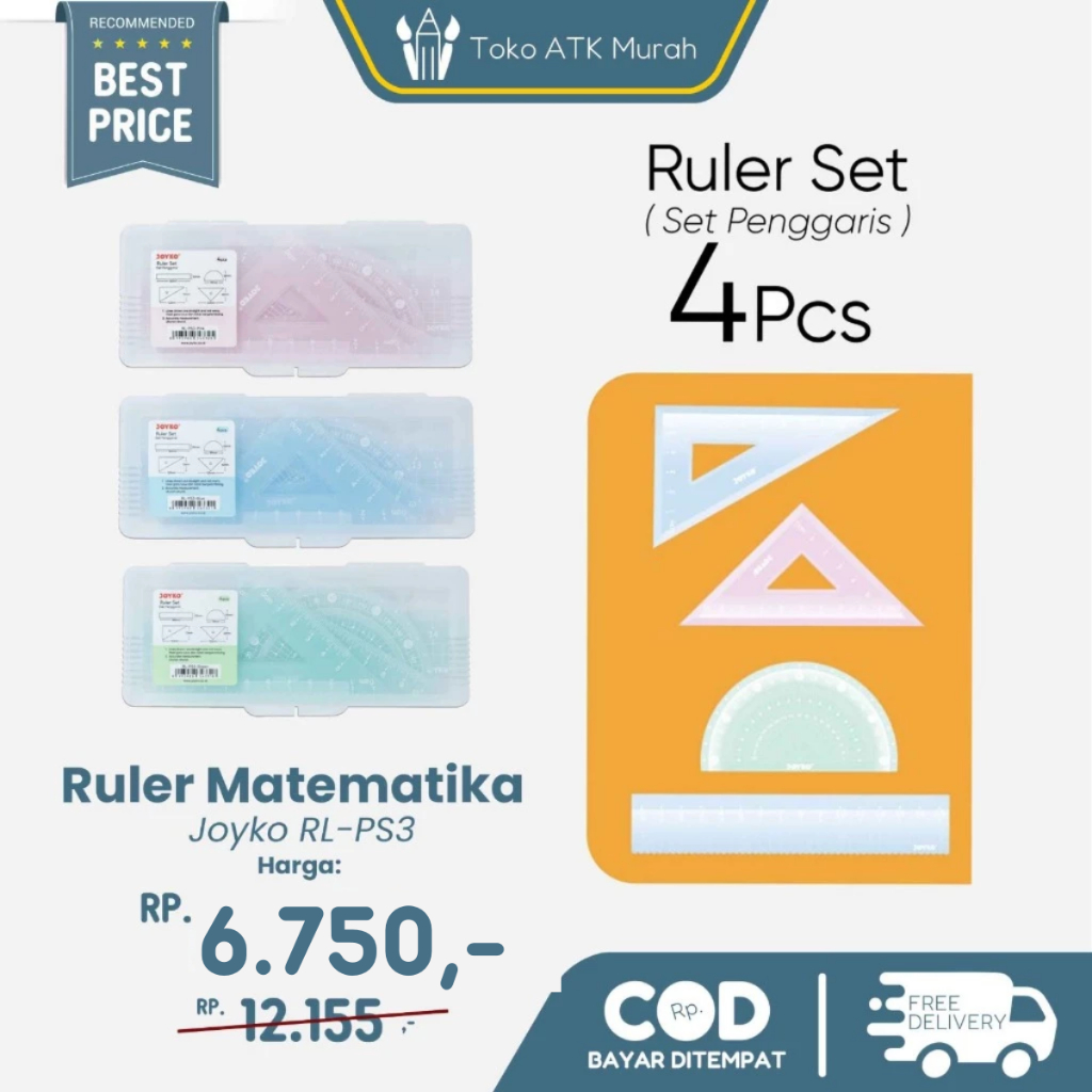 

Penggaris Joyko RL-PS3 Pastel 1 Set 4 Pcs Ruler Matematika