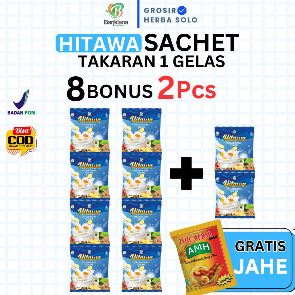 

[BELI 8 GRATIS 2 SASET] Hitawa Susu Kambing Plus Jahe | Mengobati Nyeri Sendi dan Tulang | Menghambat Osteoporosis isi 25 gr