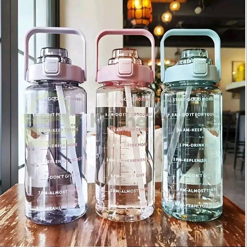 B (B95) BOTOL MINUM KOREA VIRAL TUMBLER MOTIVASI MINUM 2 LITER