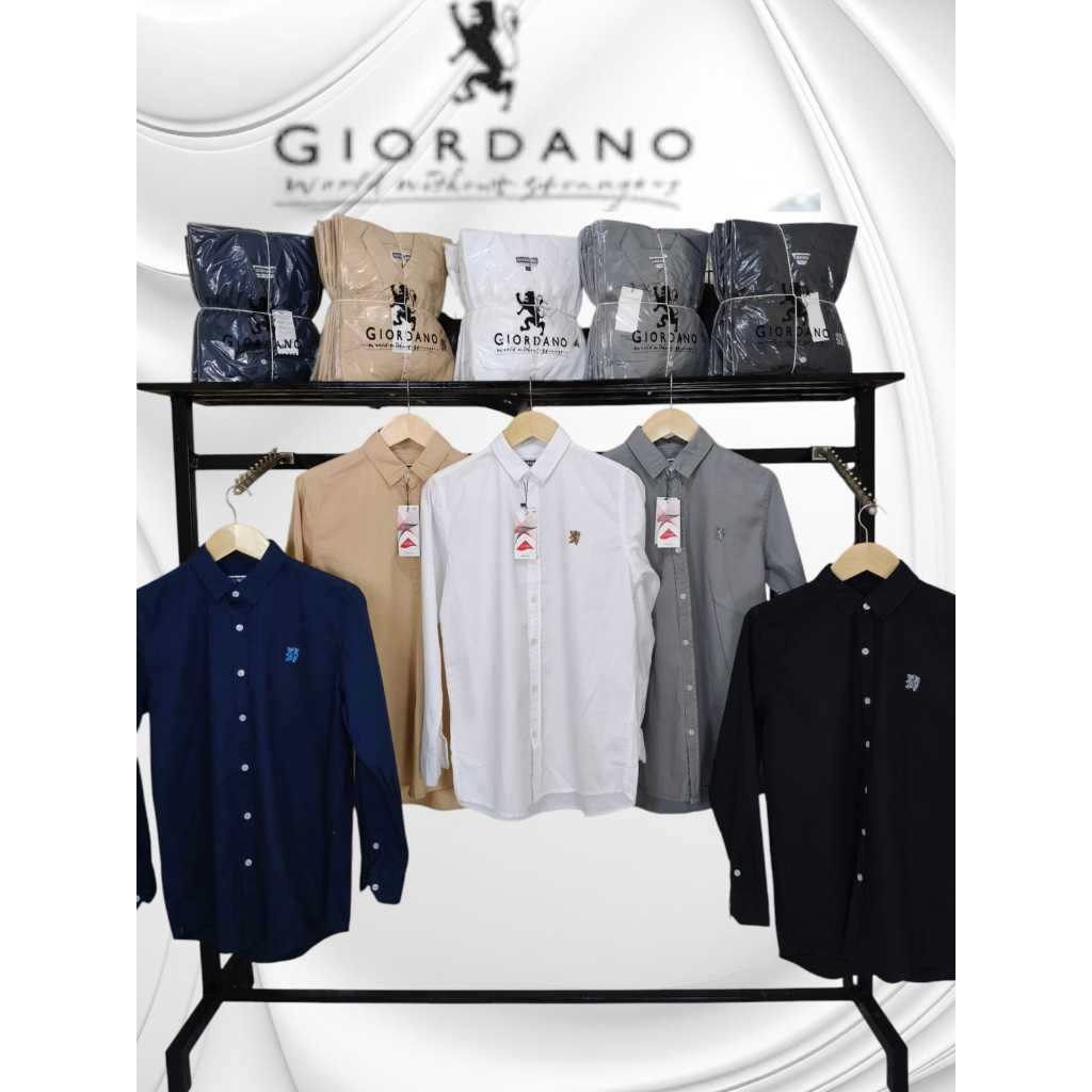 kemeja pria lengan panjang giordano slim fit/baju kemeja pria giordano termurah