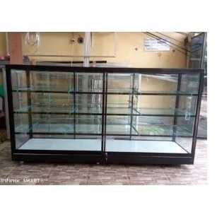 etalase jualan panjang 2 meter tiang alumunium/etalase 3 meter/etalase jualan/etalase sembako/etalas