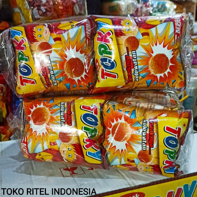 

Chiki TOPKY Berhadiah (1 Pack isi 10 pcs)/Ciki Snack Berhadiah Topky/Chiki Topky Cokelat
