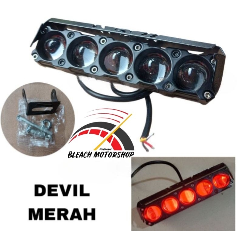 Lampu Sorot Tembak LED SQL 5 Mata Putih/Kuning + Devil Merah 50 Watt
