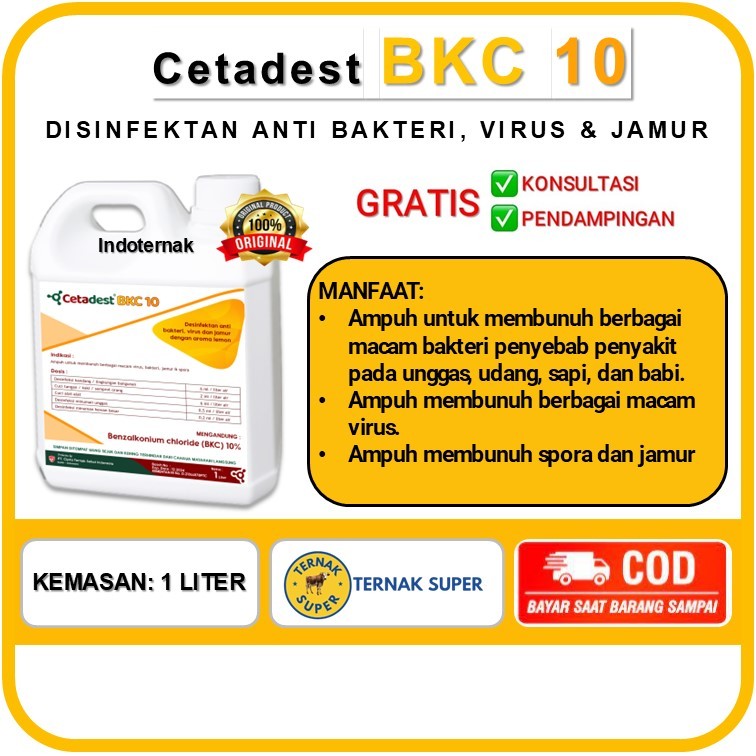 CETADEST BKC 10 1 LITER - Disinfektan Konsentrat Aroma Lemon