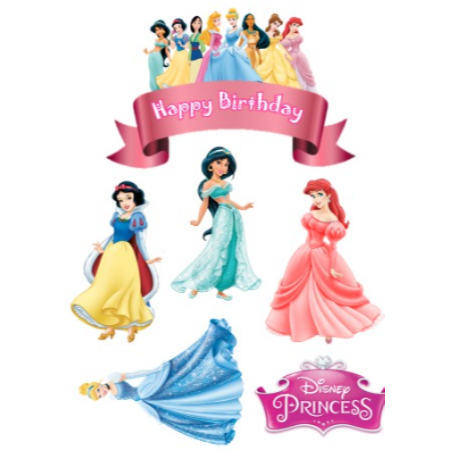 Part 2 | Topper PRINCESS DISNEY Birthday Custom Nama/ Hiasan Cake Ultah Princess