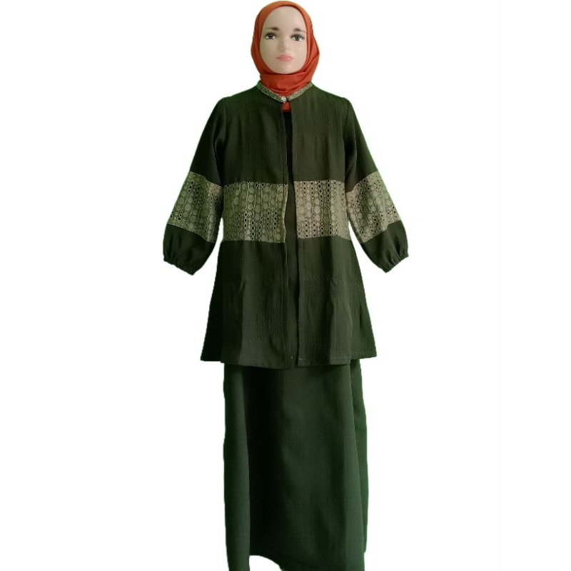 GAMIS AFSIN BLAZER SET HIJAB Bahan Cringkle Serat Premium Usia 5-7 Tahun SALE DISKON Baju Muslim Ana