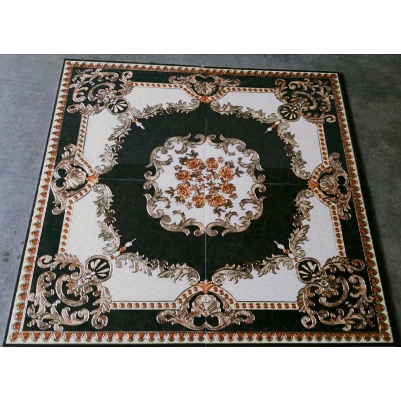 pola lantai granit Hitam putih