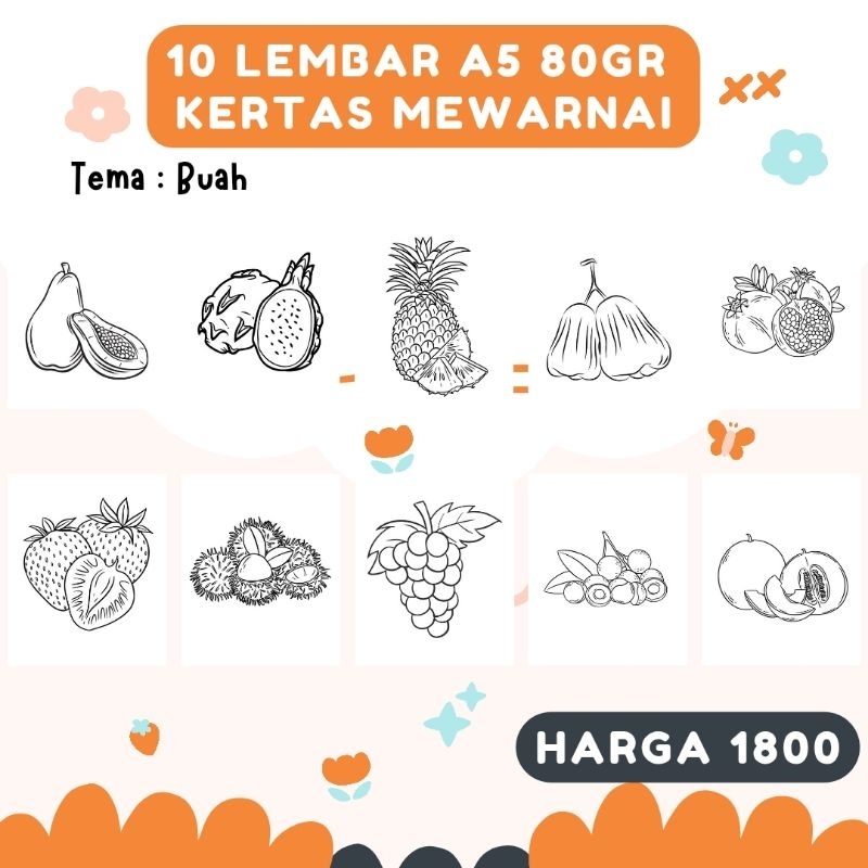 

Mewarnai A5 80gsm isi 10 lembar harga 1800