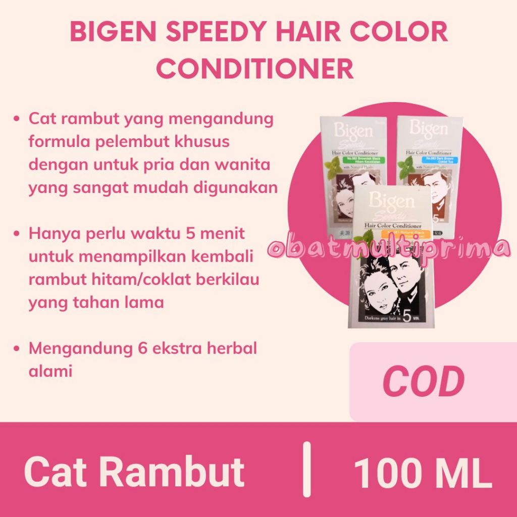 Bigen Speedy Hair Color Conditioner / Cat Semir Pewarna Rambut Uban Pria Wanita / Cepat 5 Menit