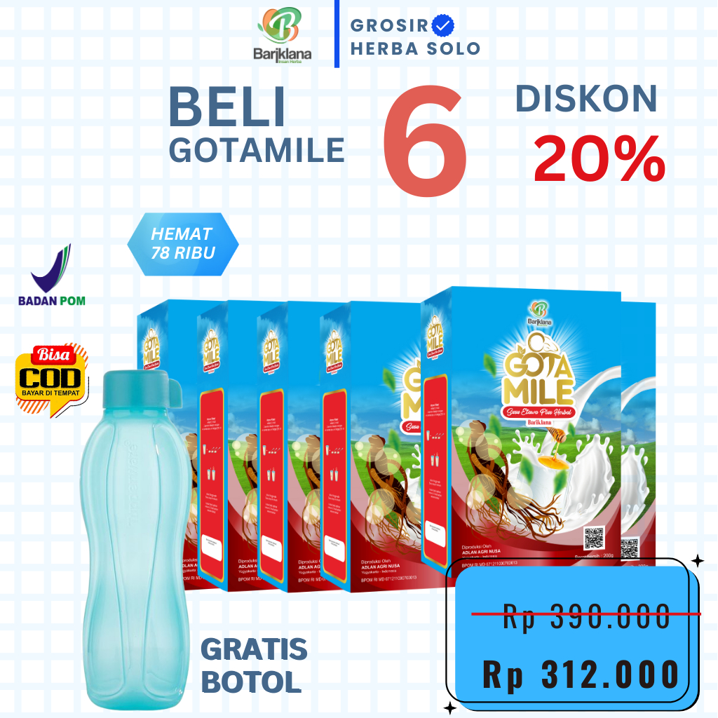 

[ PAKET RESELLER 6 BOX ] GOTAMILE Susu Kambing Etawa Plus Ginseng | Nutrisi Penambah Stamina dan Kekuatan Tubuh