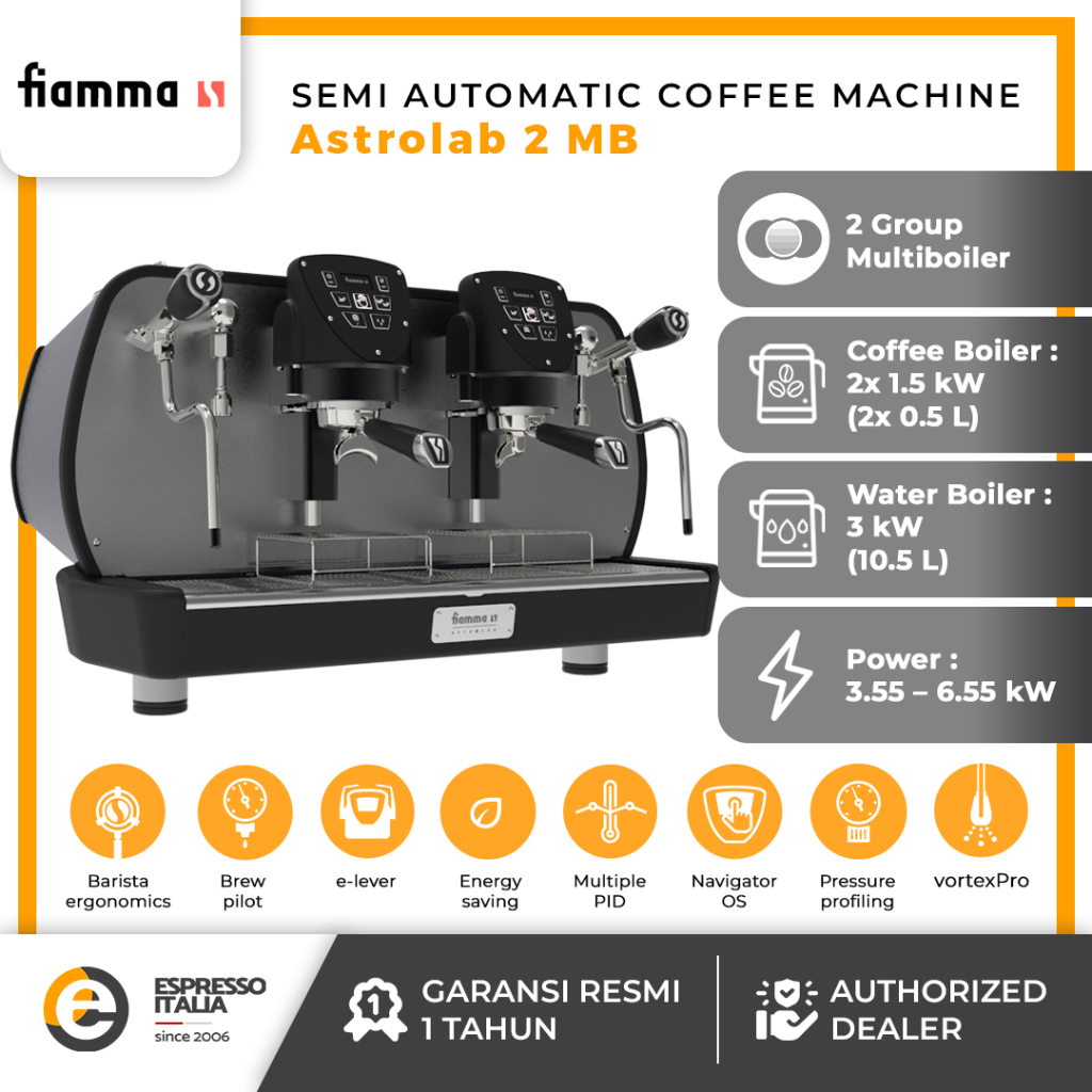 FIAMMA ASTROLAB 2 GROUP 9 BAR - Mesin Kopi Espresso Semi Automatic 2 Group PID