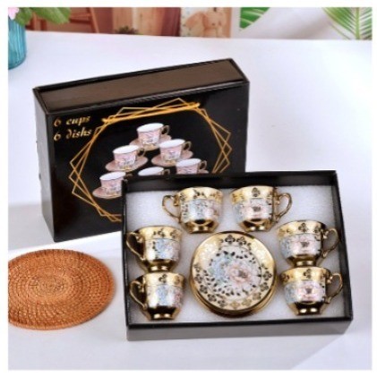 Cangkir Keramik Set 6 In 1/ Set Cangkir Dan Piring Keramik Eropa