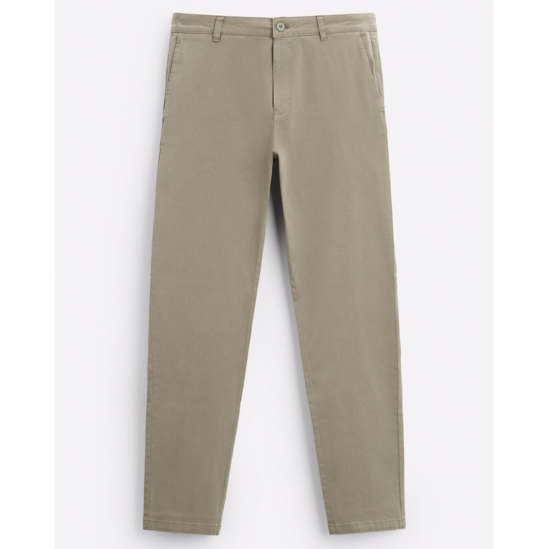 ZARA Men Skinny Fit Chino Trousers Celana Panjang Pria Light Khaki
