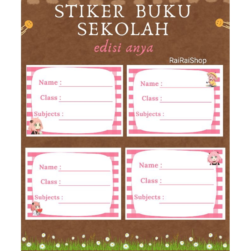 

RaiRaishop Stiker Buku Sekolah Edisi Anya isi 25 pcs