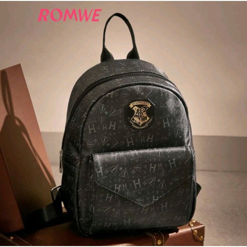 Tas Ransel Hogwarts Hitam Romwe SHEIN x Harry Potter