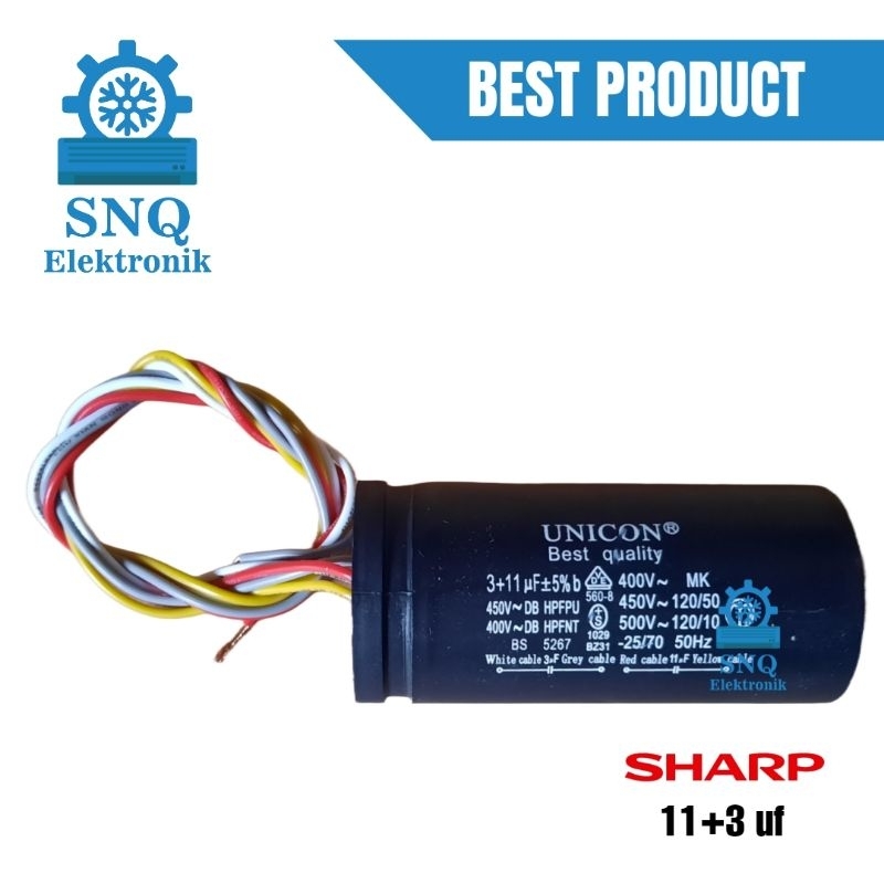 Capasitor mesin cuci SHARP dua tabung - Kapasitor mesin cuci 2 tabung SHARP 7 kg, 9 kg, 10 kg, 14 kg