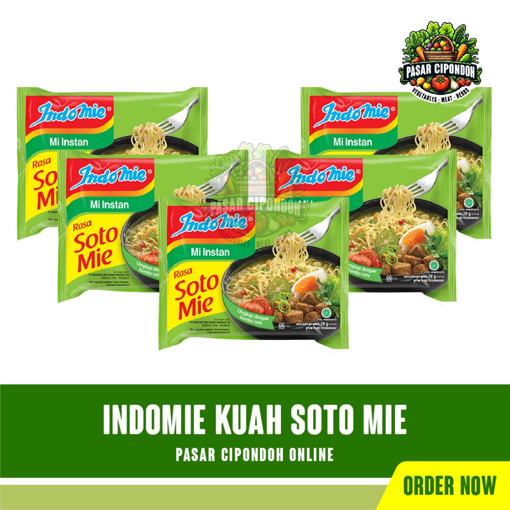 

Indomie Mi Instan Rasa Soto Mie 70 gram 5 Pcs - Pasar Cipondoh Tangerang